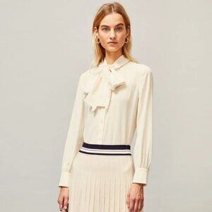 Tory Burch NWT Cream/White Silk Blouse